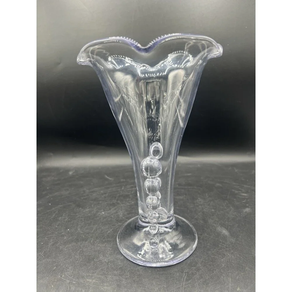 Vintage Imperial Glass Candlewick Crimped Flower Vase 8 1/8